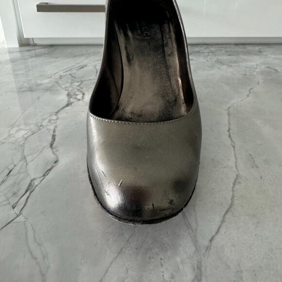 Gucci platinum wedges vintage size 6+ with Box, dusters and booklet Full Set - Picture 8 of 16